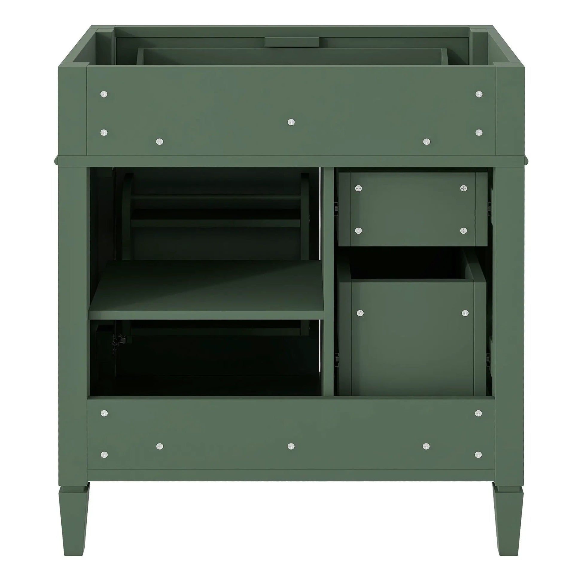 Bathroom vanity base with 2 drawers and tip-out drawer in green, Unique Piece Furniture on Tampa Home & Garden Store