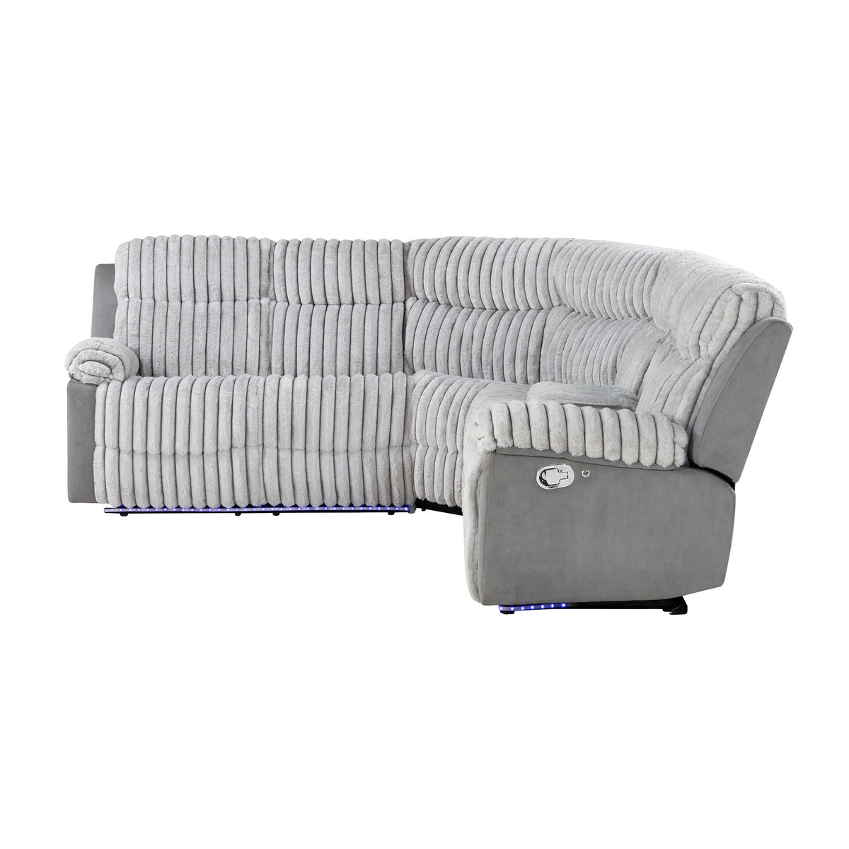 Bruni sectional sofa with LED lighting and manual recline in gray by HouseOfZazla on Tampa Home & Garden Store