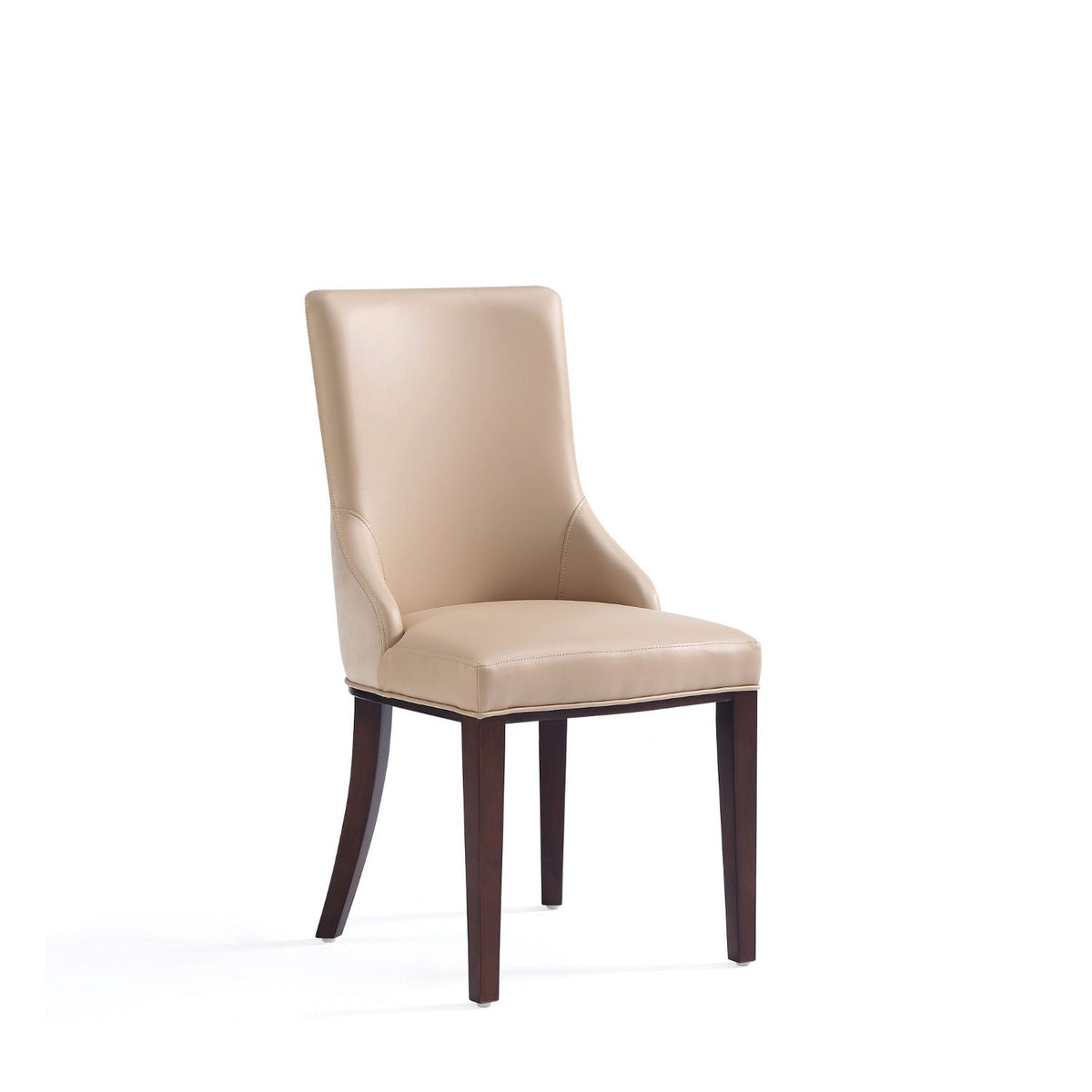 Shubert dining chair set of 2 beige faux leather with foam cushions and dark wood legs on Tampa Home & Garden Store