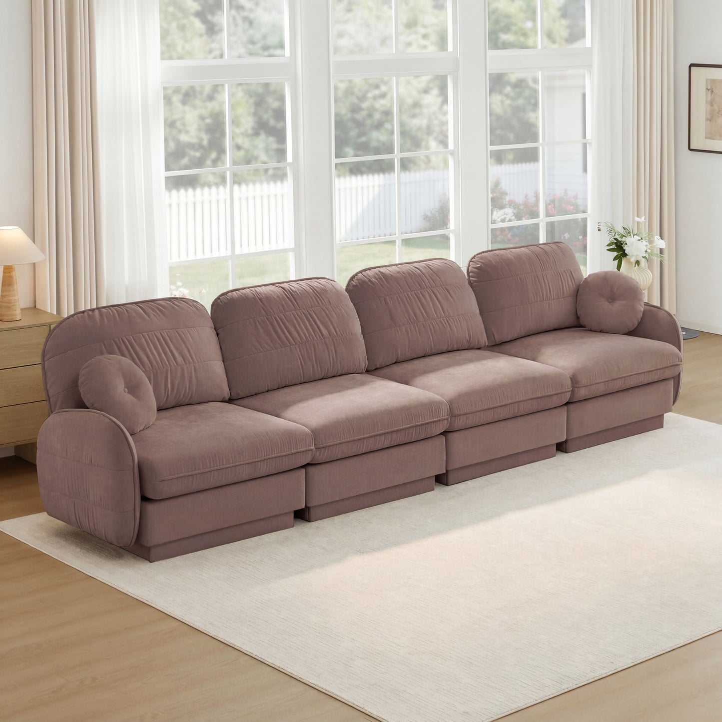 Elegant Chenille Cloud And A Four Seater Sofa