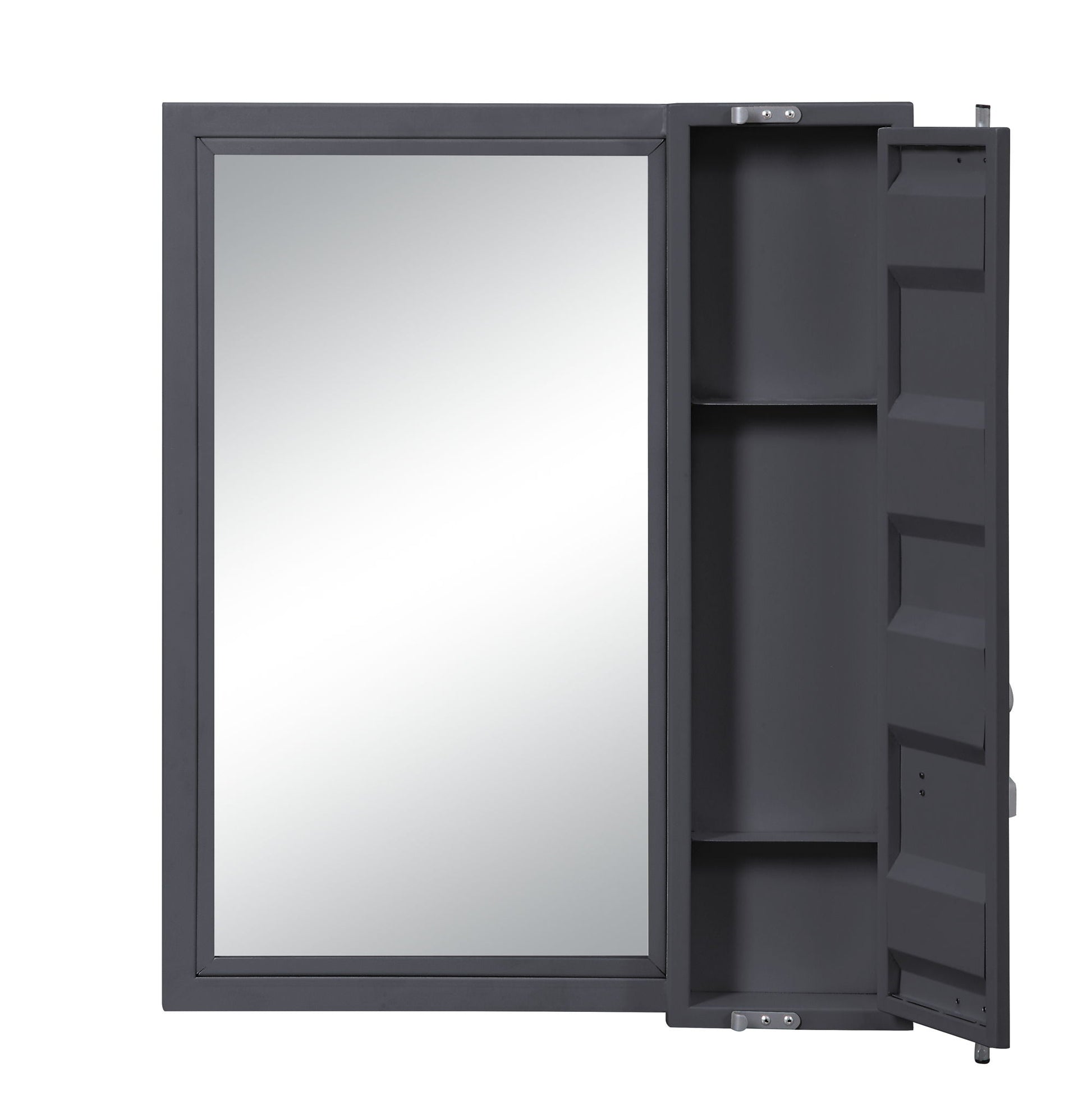 Cargo Vanity Mirror with storage cabinet in charcoal gray by HouseOfZazla, storage mirrors on Tampa Home & Garden Store