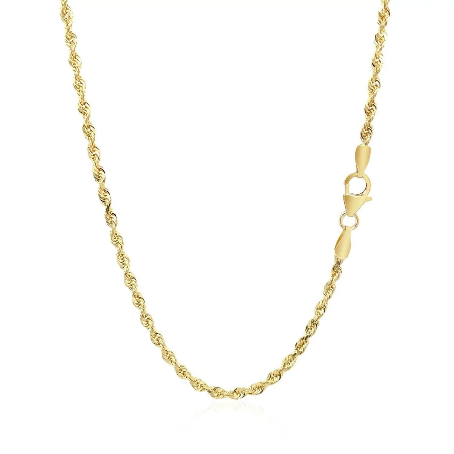 2.5mm 14k yellow gold solid diamond-cut rope chain necklace with lobster clasp on Tampa Home & Garden Store