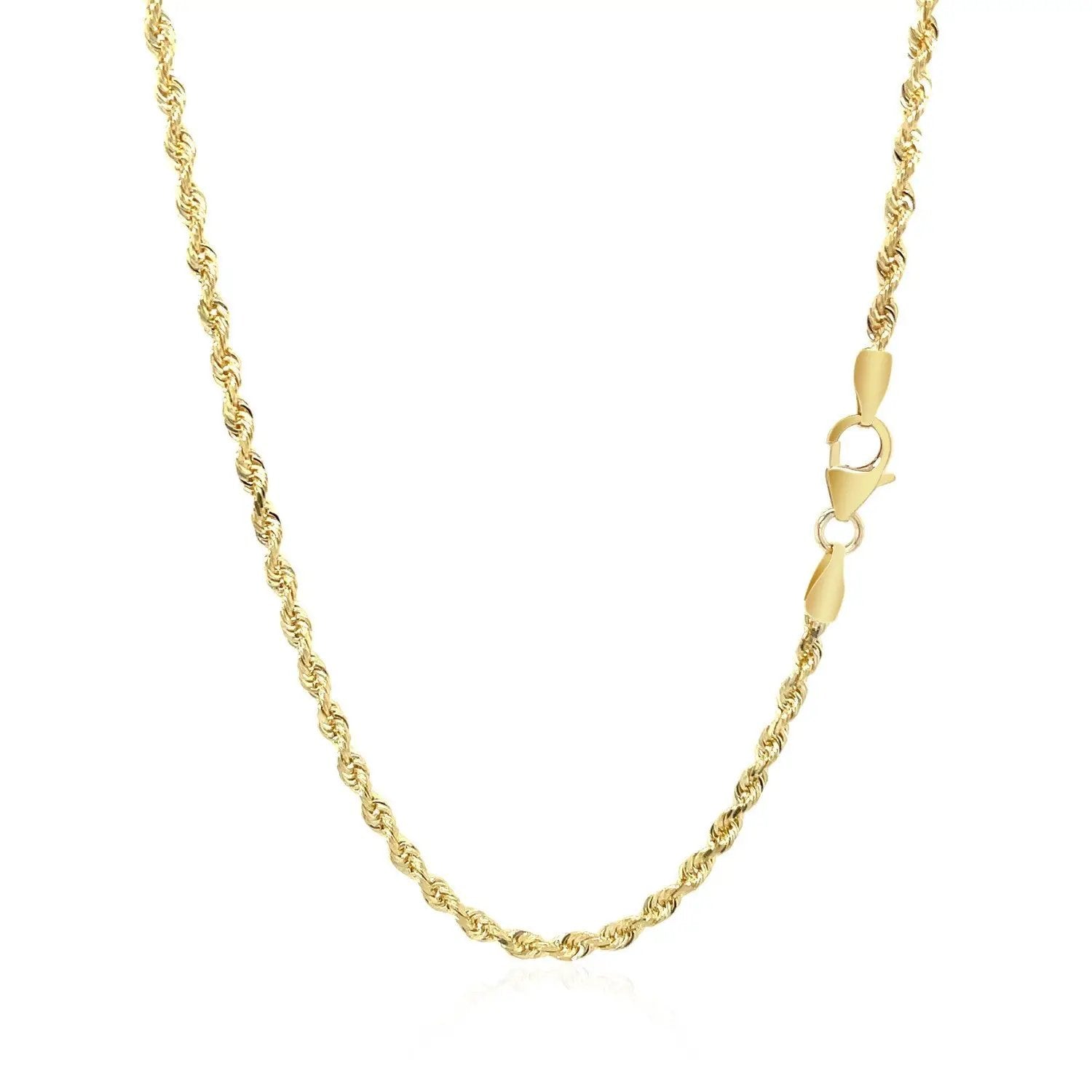 2.5mm 14k yellow gold solid diamond-cut rope chain necklace with lobster clasp on Tampa Home & Garden Store