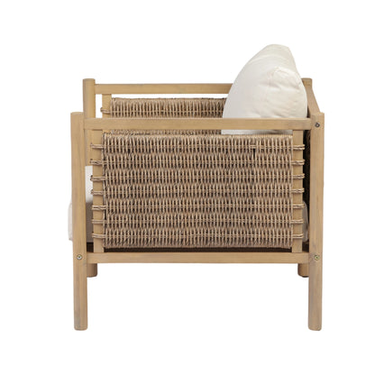 Sturdy Acacia Wood and Handwoven Patio Chair