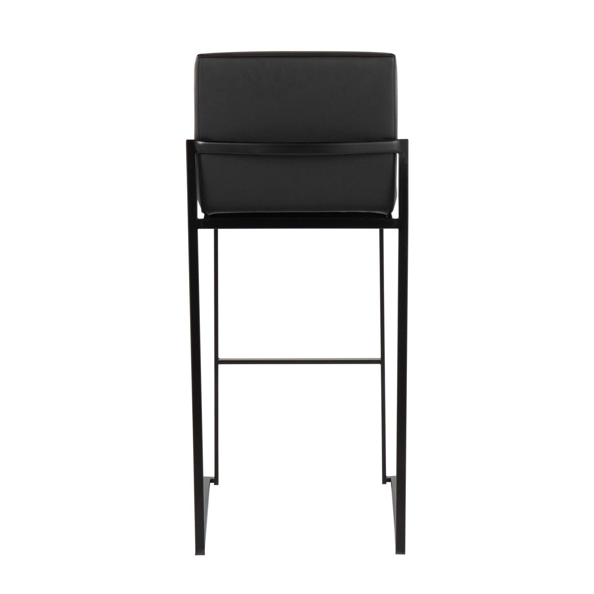 High-back black barstool set with leather upholstery and metal frame, 2 stools on Tampa Home & Garden Store