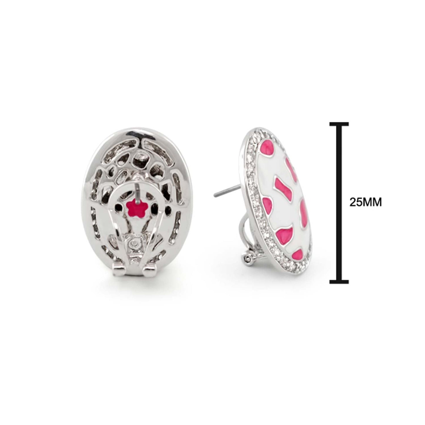 Animal Paradise Earrings by Lauren G Adams, silver studs with pink enamel and crystal accents on Tampa Home & Garden Store