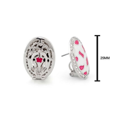 Animal Paradise Earrings by Lauren G Adams, silver studs with pink enamel and crystal accents on Tampa Home & Garden Store