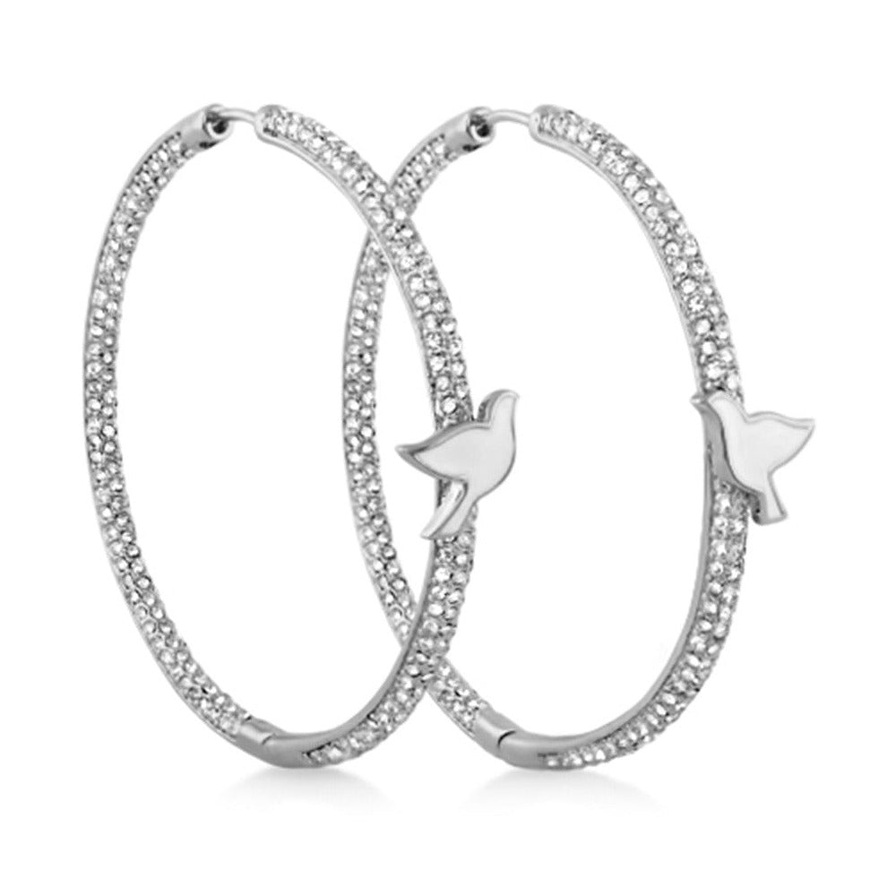 Peace and Dove Hoop Earrings by Lauren G Adams, crystal hoop pair with dove charms on Tampa Home & Garden Store