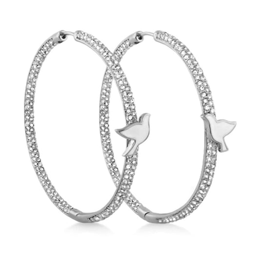 Peace and Dove Hoop Earrings by Lauren G Adams, crystal hoop pair with dove charms on Tampa Home & Garden Store