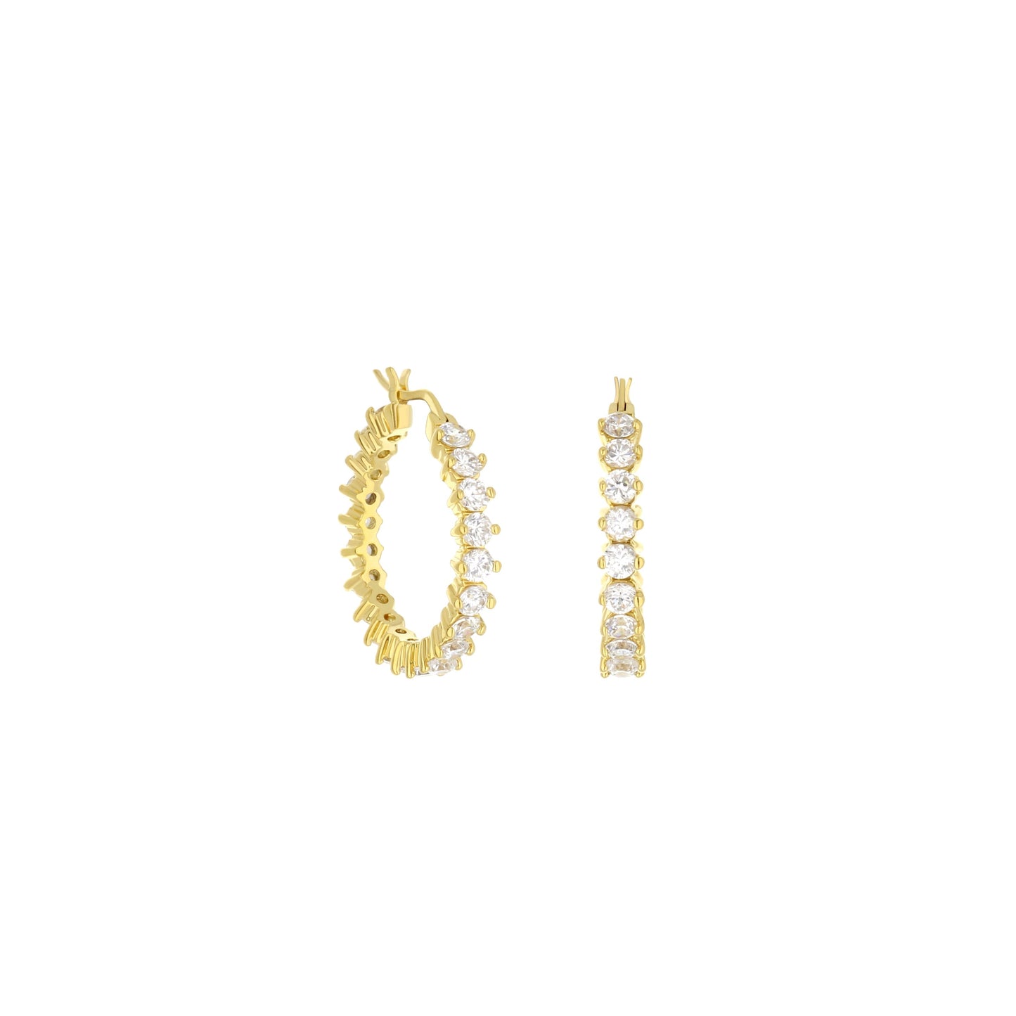 Pave hoop earrings with oval stone row, set of 3 in gold with diamonds by Lauren G Adams on Tampa Home & Garden Store
