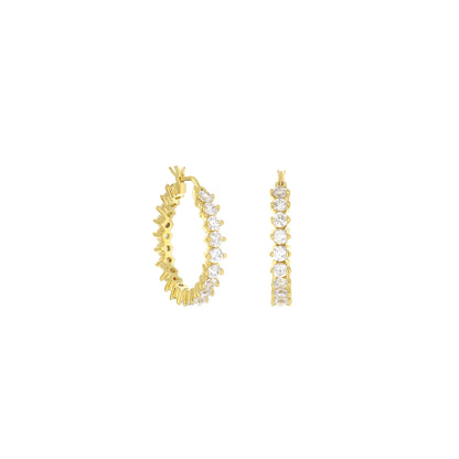 Pave hoop earrings with oval stone row, set of 3 in gold with diamonds by Lauren G Adams on Tampa Home & Garden Store