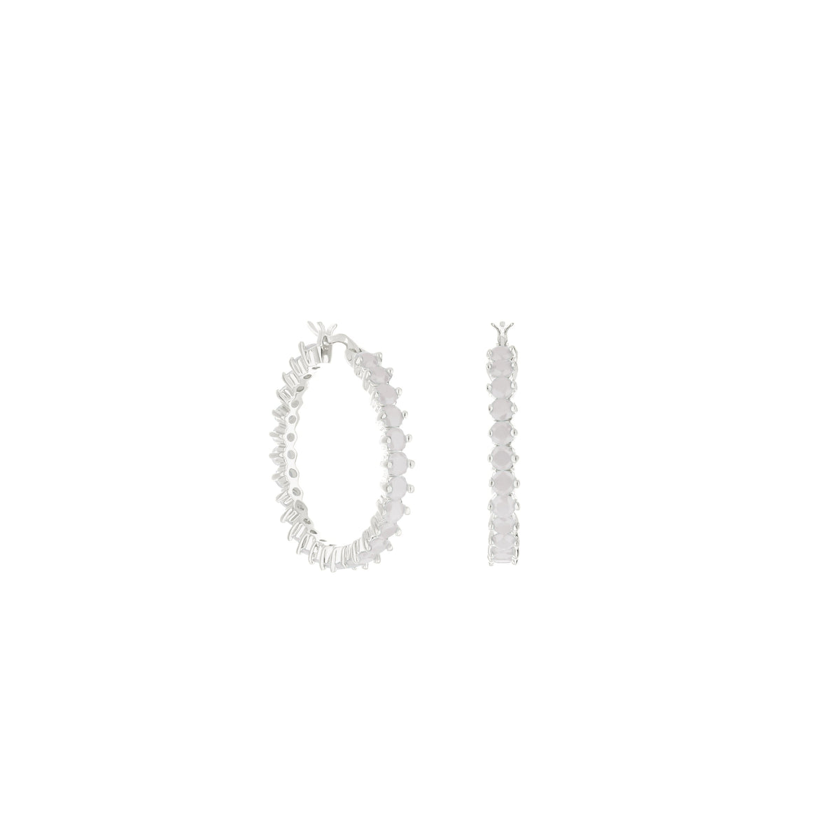 Pave Hoop Earrings — Oval Stone Row by Lauren G Adams, silver-tone metal on Tampa Home & Garden Store