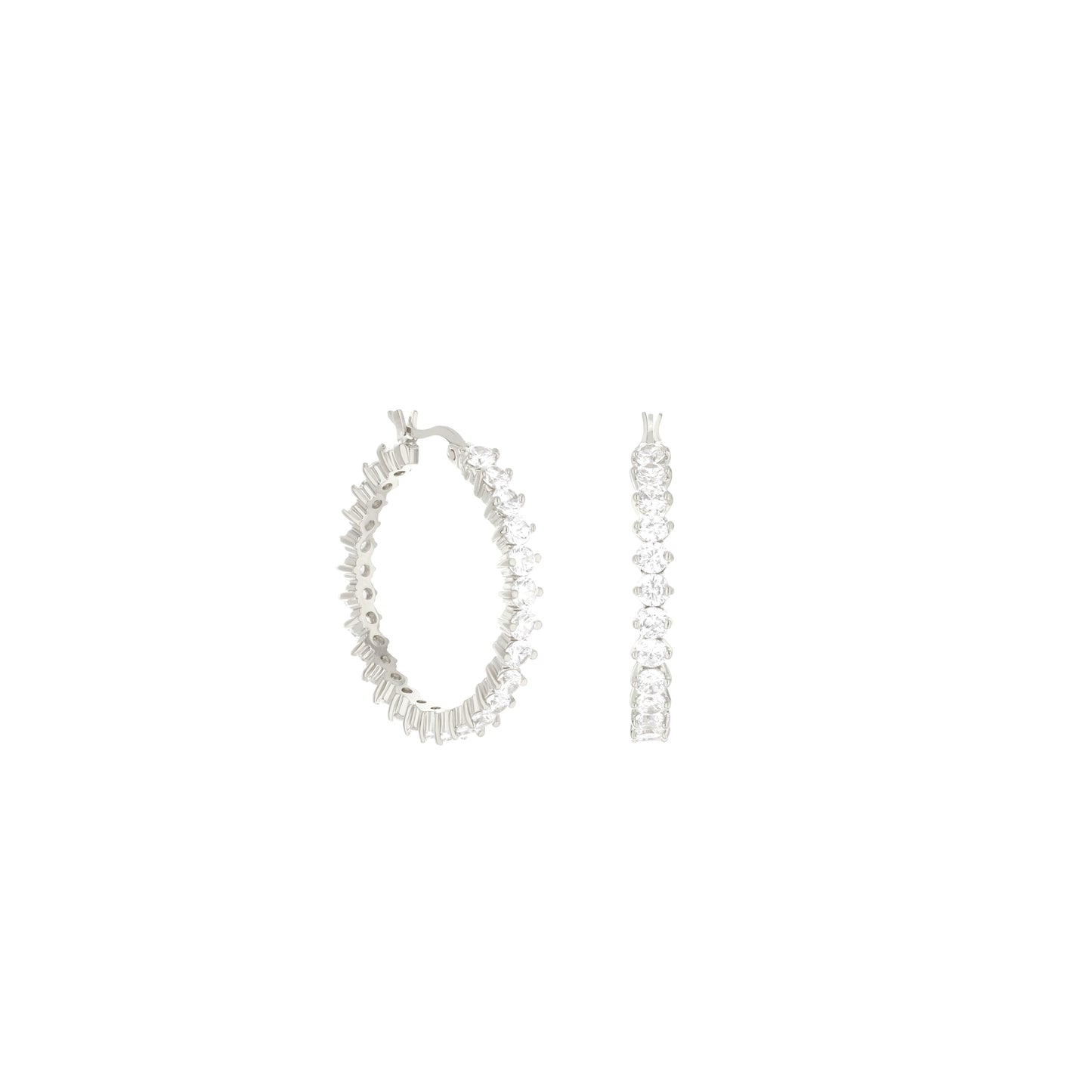 Pave Hoop Earrings — Oval Stone Row by Lauren G Adams, silver-tone pavé hoops in 3 styles on Tampa Home & Garden Store