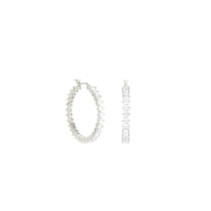 Pave Hoop Earrings — Oval Stone Row by Lauren G Adams, silver-tone pavé hoops in 3 styles on Tampa Home & Garden Store