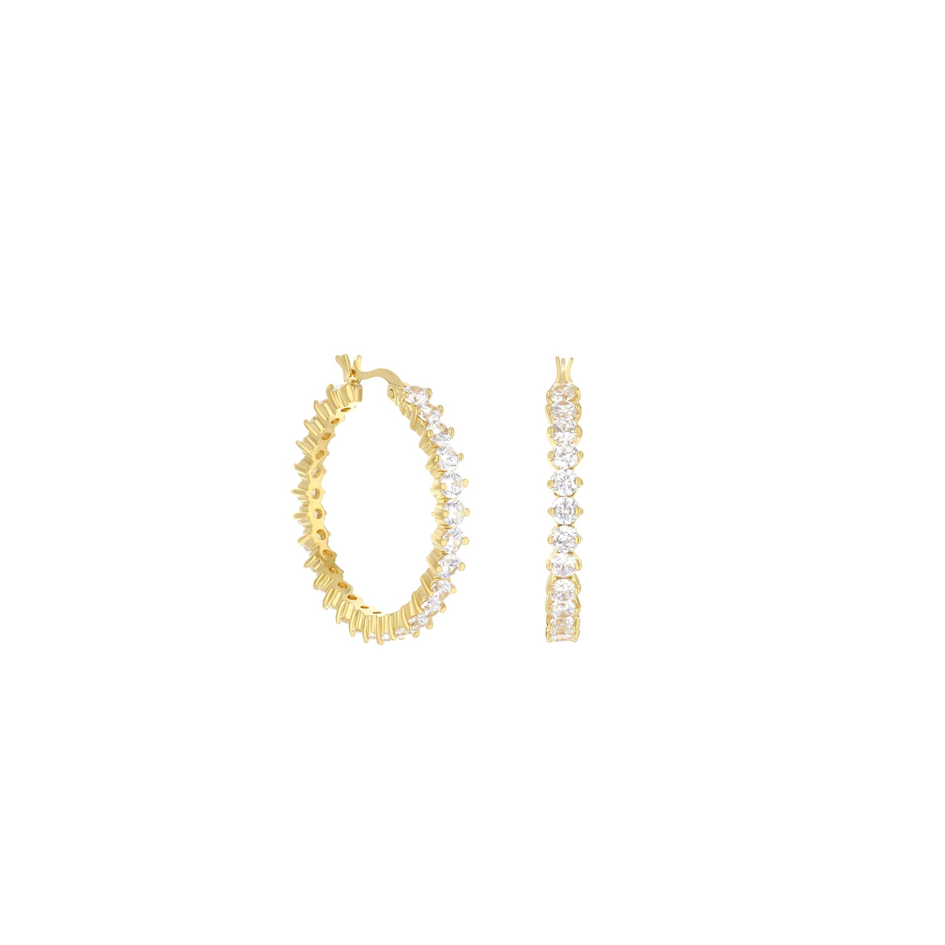 Pave Hoop Earrings Oval Stone Row gold-tone pave crystals three by Lauren G Adams on Tampa Home & Garden Store