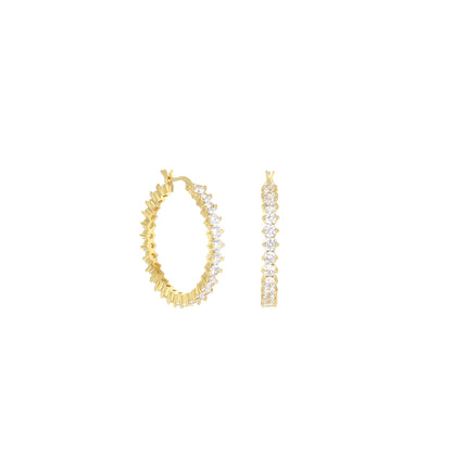 Pave Hoop Earrings Oval Stone Row gold-tone pave crystals three by Lauren G Adams on Tampa Home & Garden Store