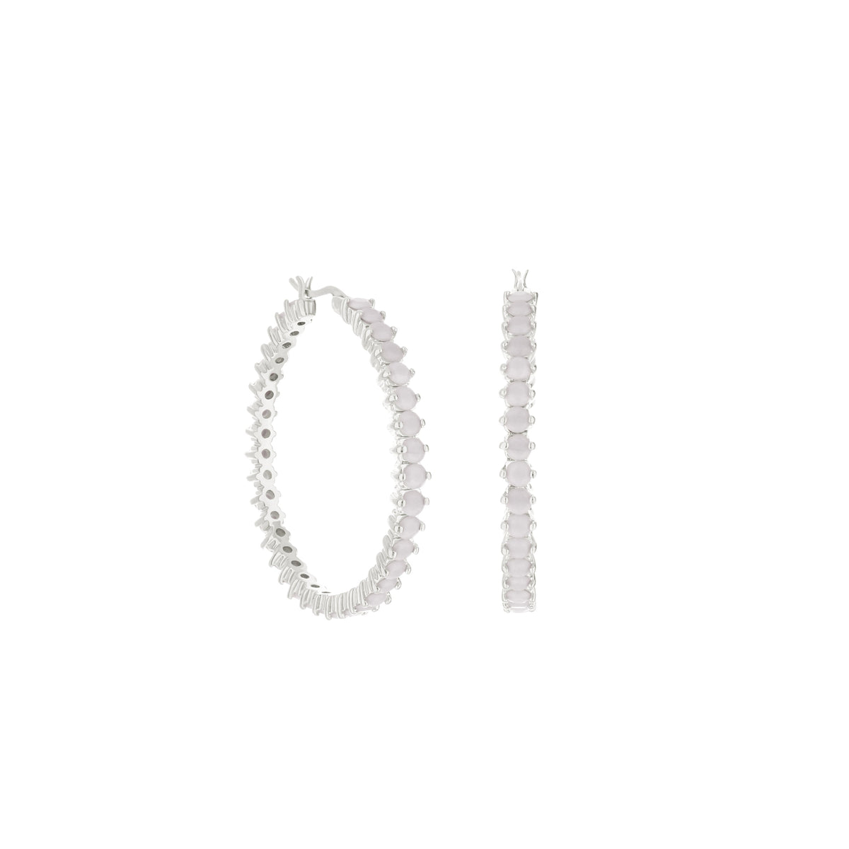 Pave Hoop Earrings — Oval Stone Row by Lauren G Adams in silver setting with lavender oval stones on Tampa Home & Garden Store