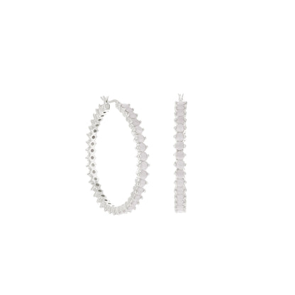 Pave Hoop Earrings — Oval Stone Row by Lauren G Adams in silver setting with lavender oval stones on Tampa Home & Garden Store