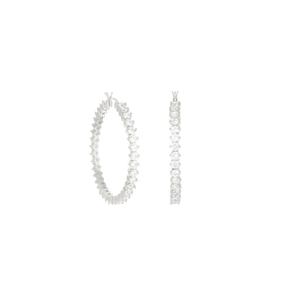 Pave Hoop Earrings - Oval Stone Row set of 3 in silver by Lauren G Adams on Tampa Home & Garden Store