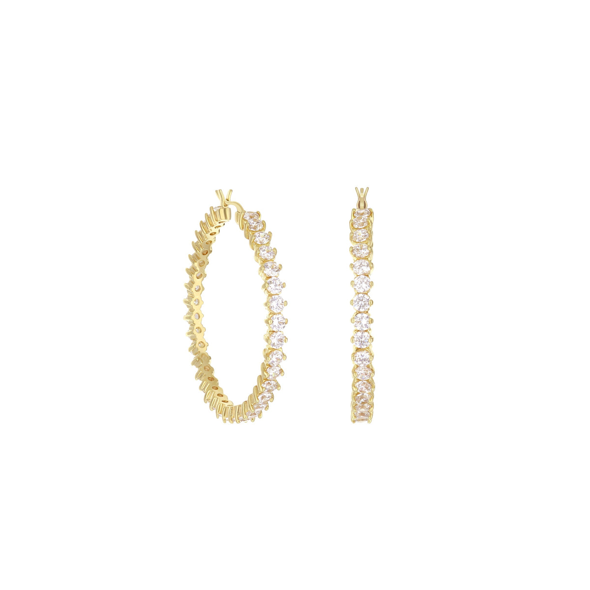Pave Hoop Earrings — Oval Stone Row, three gold-tone hoops with pavé stones, Lauren G Adams on Tampa Home & Garden Store