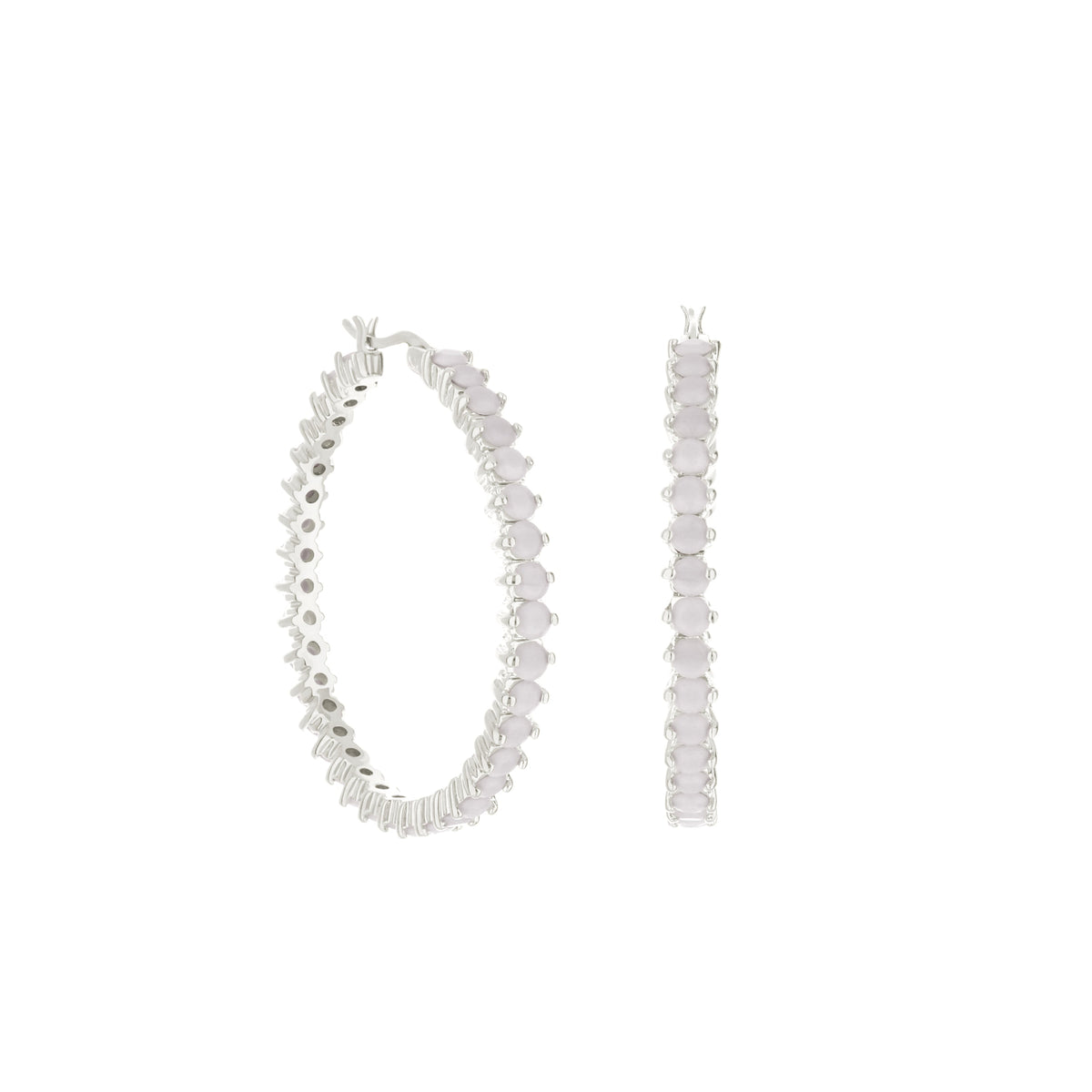 Pave hoop earrings with oval lilac stones, silver-tone setting, set of 3 by Lauren G Adams on Tampa Home & Garden Store