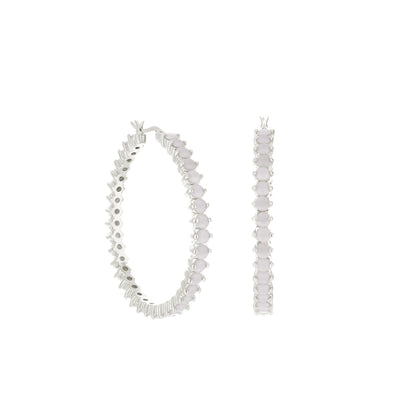 Pave hoop earrings with oval lilac stones, silver-tone setting, set of 3 by Lauren G Adams on Tampa Home & Garden Store
