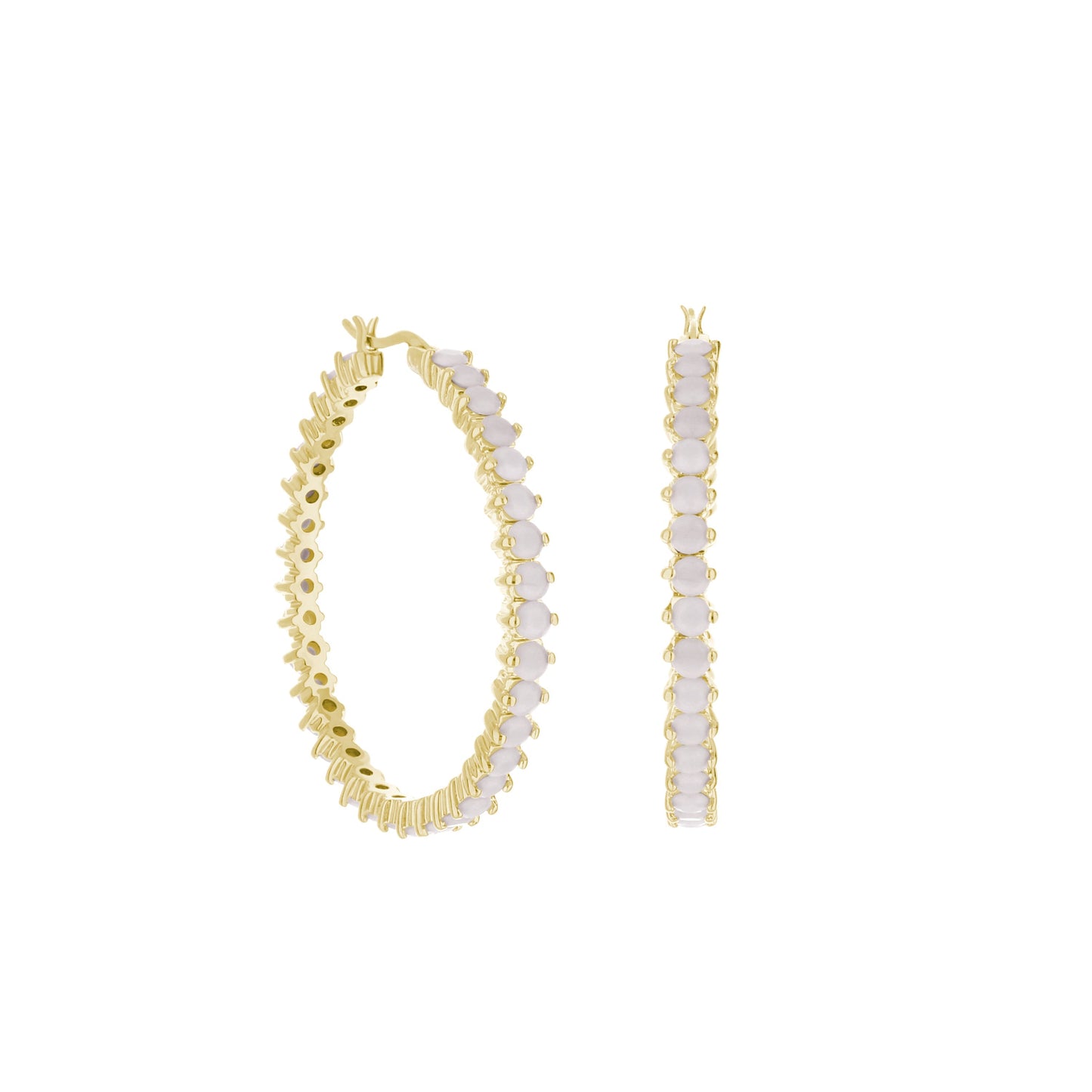 Pave Hoop Earrings Oval Stone Row gold-tone hoops with white stones set of 3 Lauren G Adams on Tampa Home & Garden Store