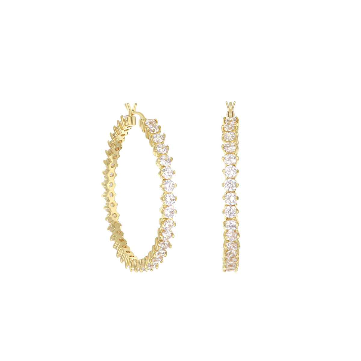 Pave Hoop Earrings - Oval Stone Row, gold-tone with pavé stones, Lauren G Adams, set of 3 on Tampa Home & Garden Store