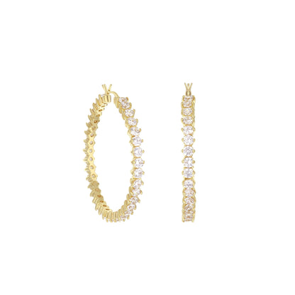 Pave Hoop Earrings - Oval Stone Row, gold-tone with pavé stones, Lauren G Adams, set of 3 on Tampa Home & Garden Store