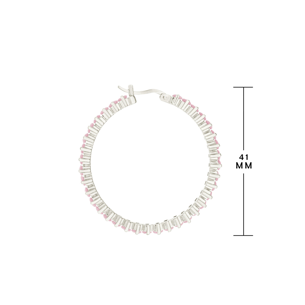 Pave hoop earrings oval stone row in silver with pink stones by Lauren G Adams on Tampa Home & Garden Store