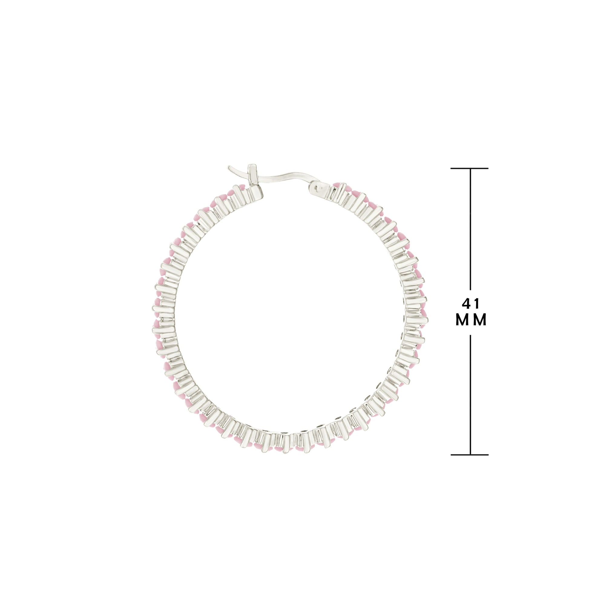 Pave hoop earrings oval stone row in silver with pink stones by Lauren G Adams on Tampa Home & Garden Store