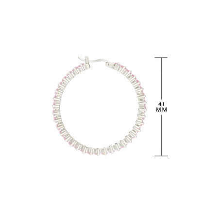 Pave hoop earrings oval stone row in silver with pink stones by Lauren G Adams on Tampa Home & Garden Store