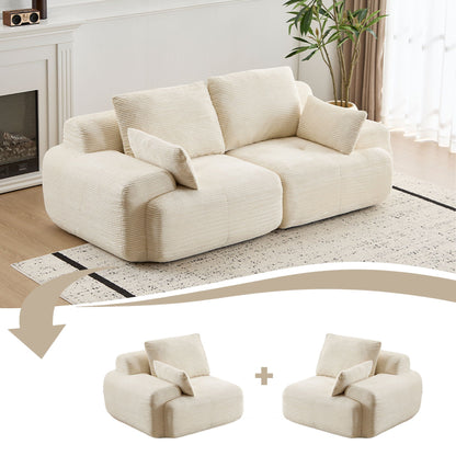 2 Seater Large Sectional Sofa beige fabric memory foam padding by HouseOfZazla on Tampa Home & Garden Store