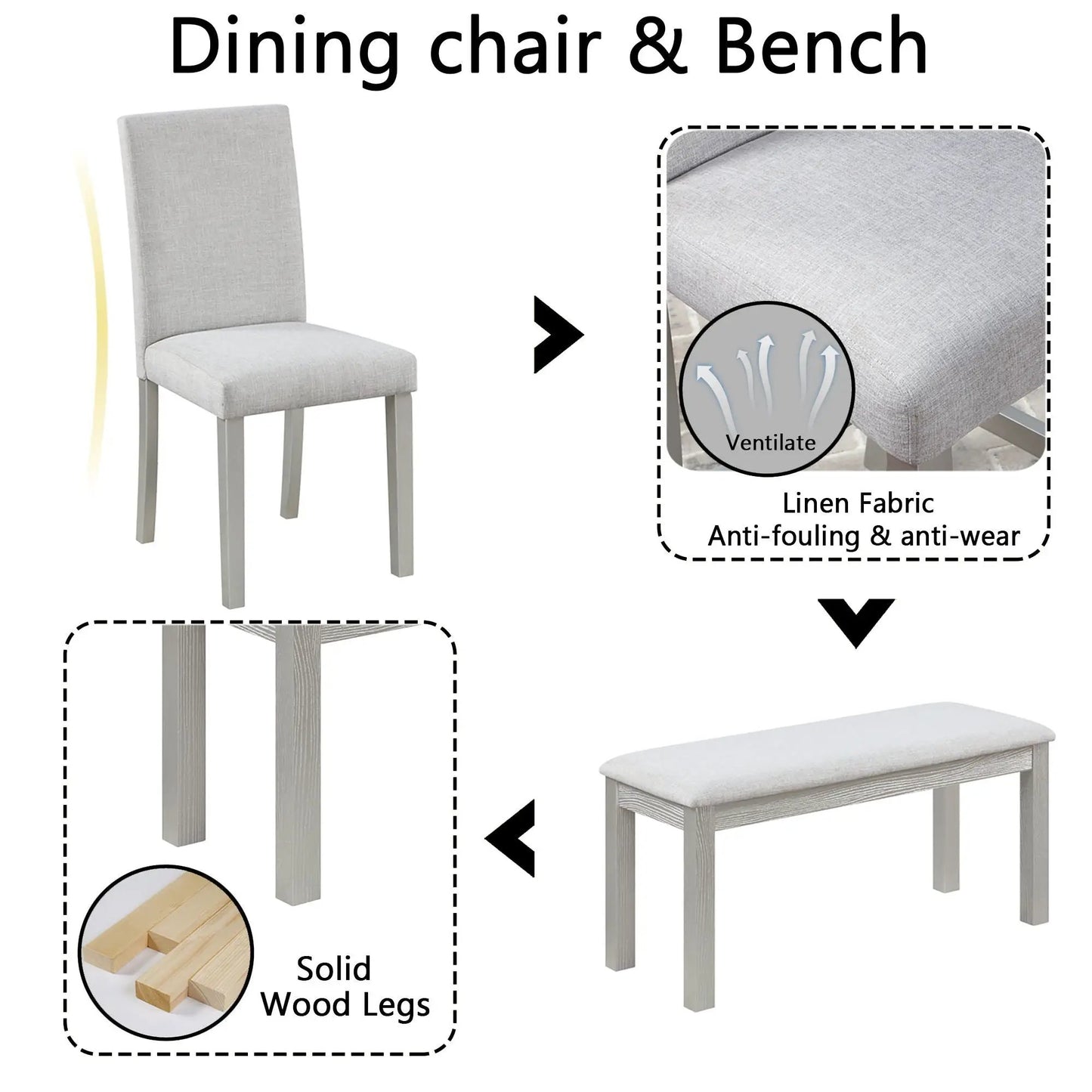 5-Piece dining set by Unique Piece Furniture with gray chairs on Tampa Home & Garden Store