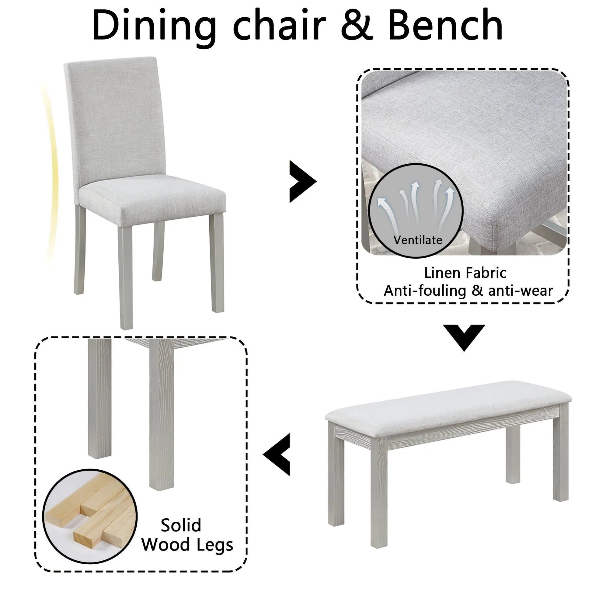 5-Piece dining set by Unique Piece Furniture with gray chairs on Tampa Home & Garden Store