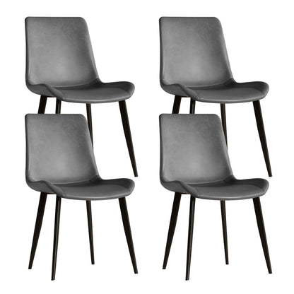 Set of 4 modern dining chairs with grey faux leather upholstery and dark legs on Tampa Home & Garden Store