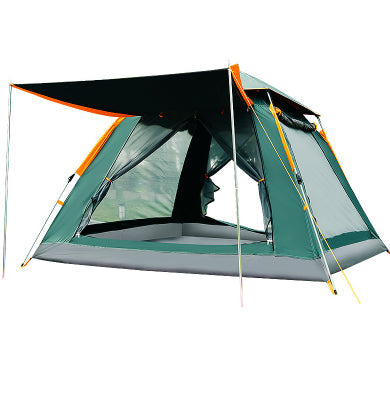 Fully automatic speed beach tent, multi-person, green/teal with orange trim, rainproof shelter on Tampa Home & Garden Store