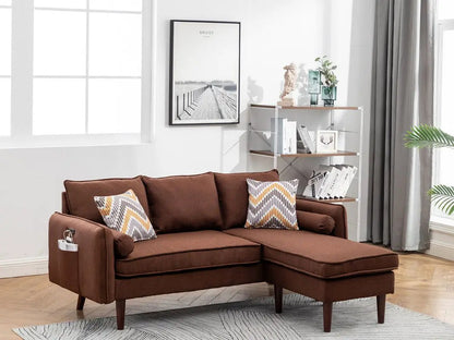 Mia Sectional Sofa Chaise with USB Charger, brown fabric by Unique Piece Furniture on Tampa Home & Garden Store