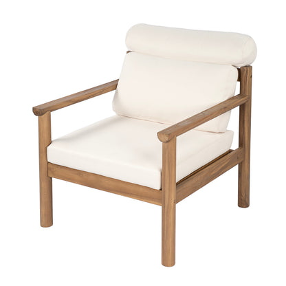 Acacia Wood Patio Chair and Outdoor Cushion Set