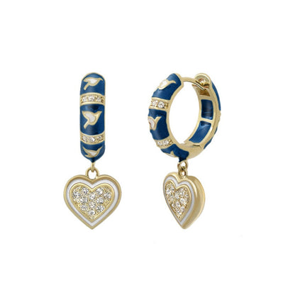 Peace and Dove Earrings pair with blue enamel hoops, crystal bands and heart pendants on Tampa Home & Garden Store