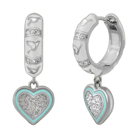 Peace and Dove earrings by Lauren G Adams, turquoise heart pendants with crystal accents, pair on Tampa Home & Garden Store
