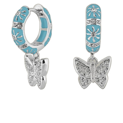 Charming 2 Earrings — Butterfly Drop by Lauren G Adams, turquoise enamel with crystals on Tampa Home & Garden Store