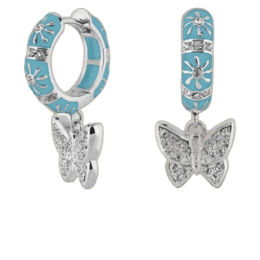 Charming 2 Earrings — Butterfly Drop by Lauren G Adams, turquoise enamel with crystals on Tampa Home & Garden Store