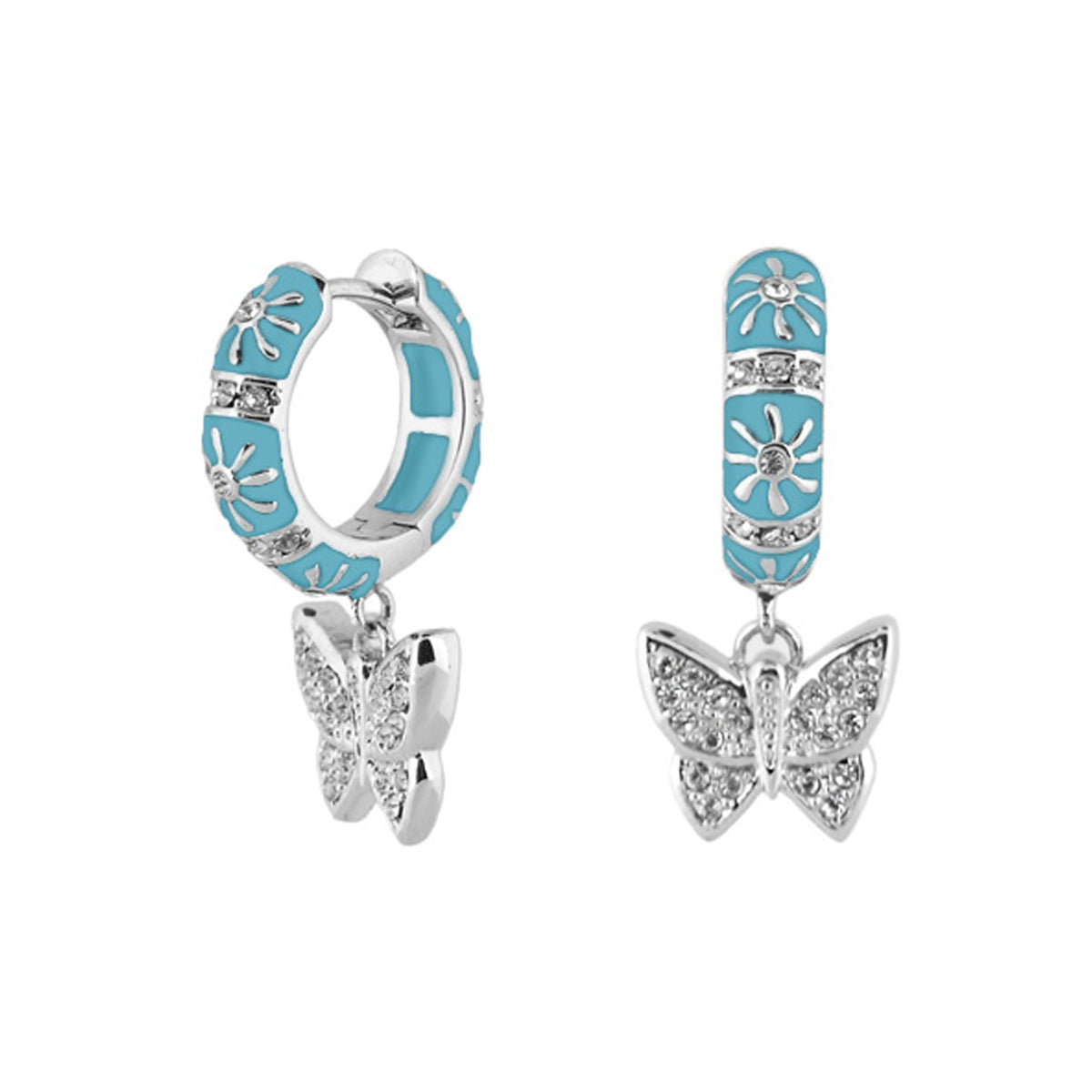 Charming 2 Earrings Butterfly Drop turquoise enamel hoops with crystal accents Lauren G Adams on Tampa Home & Garden Store