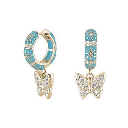 Charming 2 Earrings Butterfly Drop turquoise enamel hoops with crystal charms Lauren G Adams on Tampa Home & Garden Store