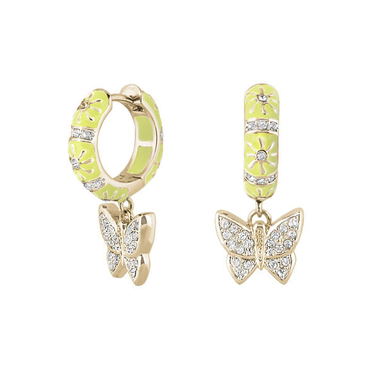 Charming 2 Earrings Butterfly Drop Gold-tone lime enamel crystals Lauren G Adams on Tampa Home & Garden Store