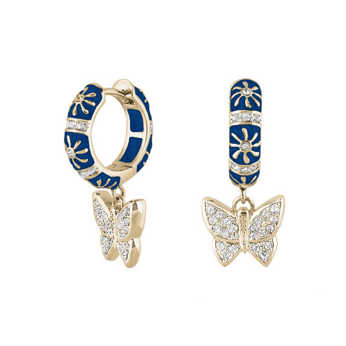Charming 2 Earrings Butterfly Drop Lauren G Adams blue enamel gold-tone butterfly charms on Tampa Home & Garden Store