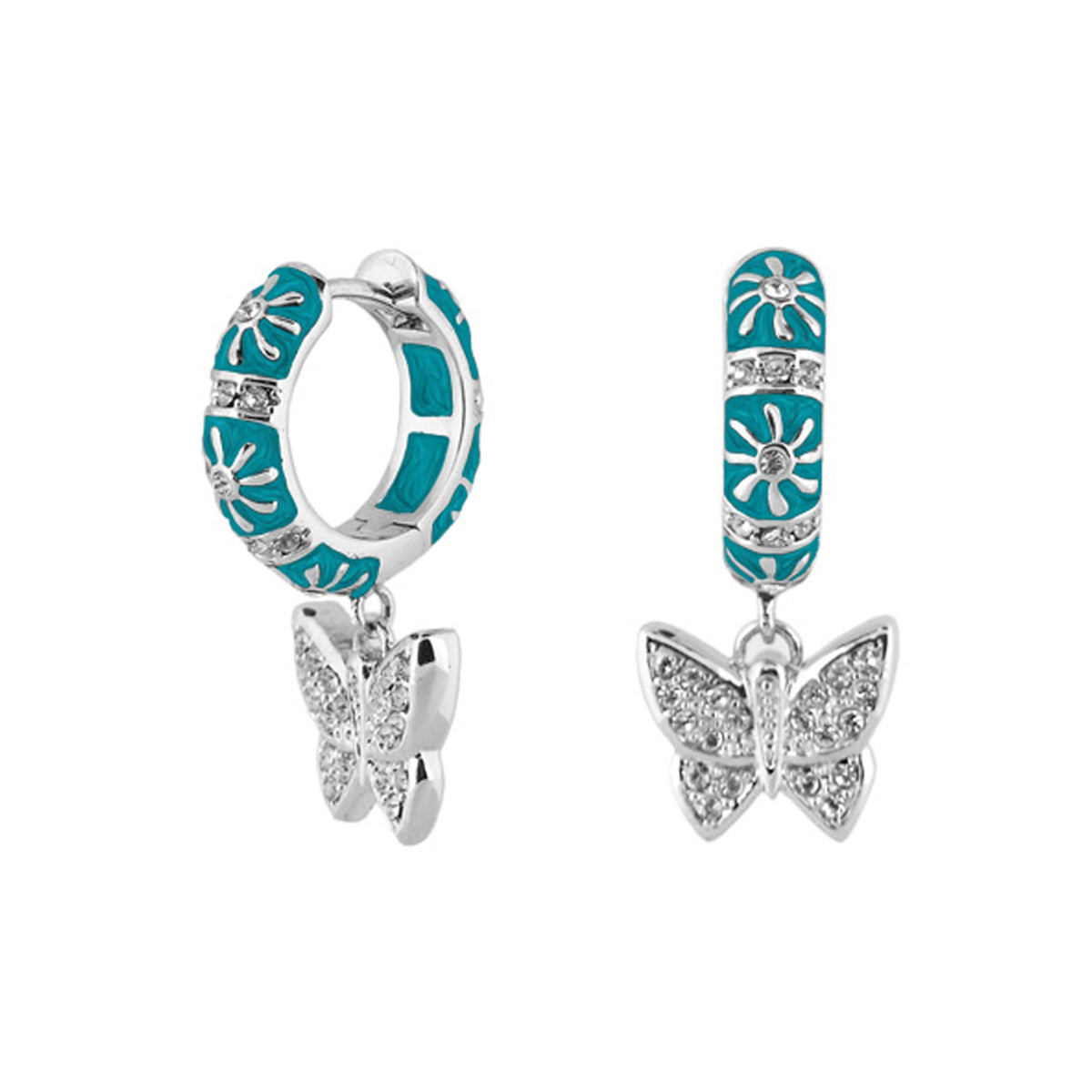 Charming 2 Earrings Butterfly Drop turquoise enamel with crystal butterfly charms by Lauren G Adams on Tampa Home & Garden Store