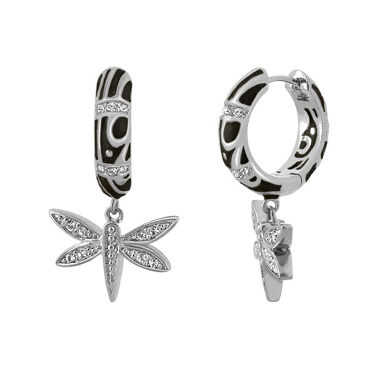 Dragonfly drop earrings, 2-piece set by Lauren G Adams in silver-tone with crystal accents on Tampa Home & Garden Store