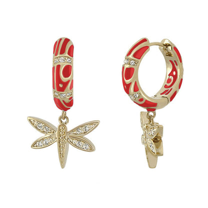 Dragonfly Drop earrings in gold-tone with red enamel by Lauren G Adams 2-piece set on Tampa Home & Garden Store